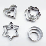 Stainless Steel 12Pcs/Set Cookie Fondant Cake Mould Mold Fruit Vegetable Cutter