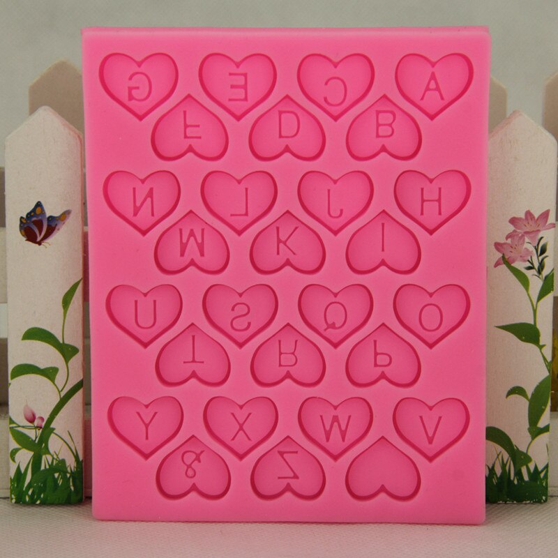 New Heart Shape Letter Design Chocolate Candy Silicone Mold Kids Birthday Cakes Decoration Sugar Craft Baking Tools Main image