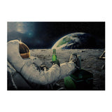 Classic Outer Space Earth Astronauts Drink Relaxing Moon Landing Fantasy Kraft Paper Poster Home Decor Wall Sticker