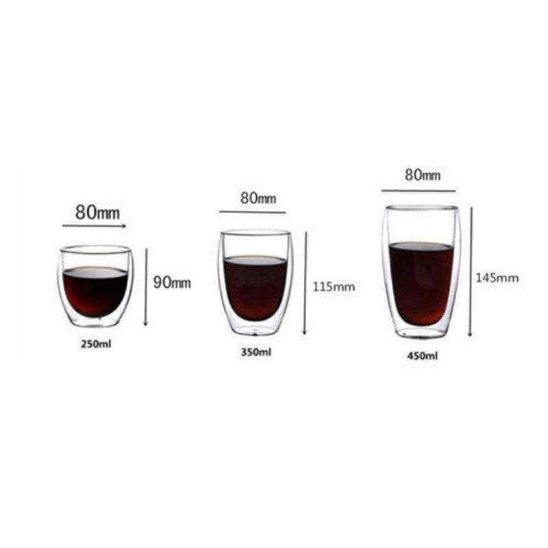 New And Fashion Classic 150 or 250 or 350 or 450ML Glass Double Wall Transparent Coffee Cups Insulate Office Tea