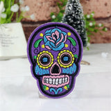 More Colors Flower Skull Skeleton Embroidery Iron On Patches Clothes Appliques Sew On Badge DIY Clothing Bag
