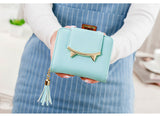Korean Cute Cat Anime Leather Trifold Slim Mini Wallet Women Small Clutch Female Purse Coin Card Holder Dollar Bag Cuzdan