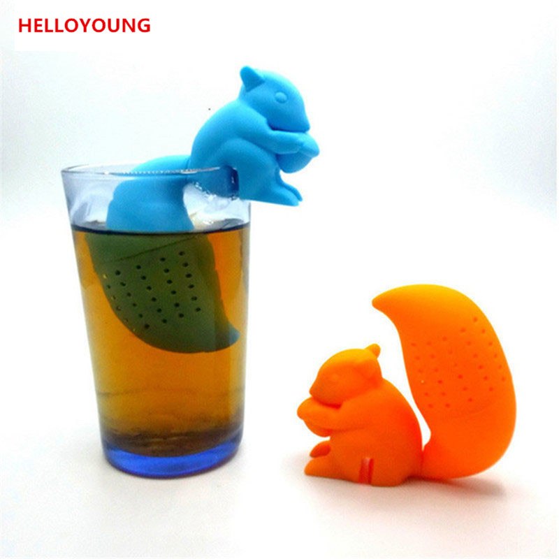 CJ048 High Quality Cute Squirrel Tea Strainer Silicone loose-leaf Tea Infuser Filter Diffuser Fun Tea Accessories Main image