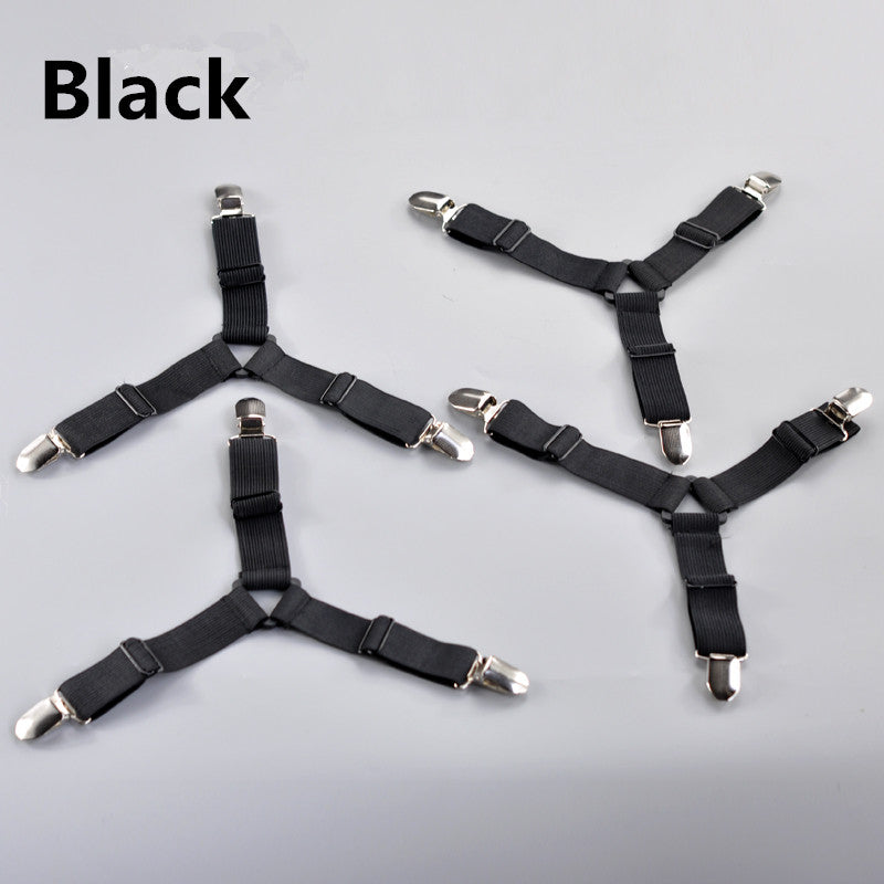 4Pcs/Set Bed Sheet Clip Bed sheet Belt Fastener Mattress Elastic Non-slip Clip Blanket Gripper White and Black Secondary image