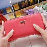 women long clutch Wallets female Fashion PU Leather Bowknot coin bag phone purses Famous designer lady cards holder wallet