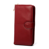 Women Wallet Leather Card Coin Holder Money Clip Long Clutch Phone Wristlet Trifold Zipper Cash Photo Famous Brand Female Purse