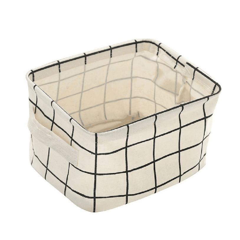 Grid Cotton Linen Office Desktop Storage Organizer Sundries Storage Box Cabinet Underwear Storage Basket Container