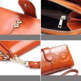 Women Wallet Leather Card Coin Holder Money Clip Long Clutch Phone Wristlet Trifold Zipper Cash Photo Famous Brand Female Purse