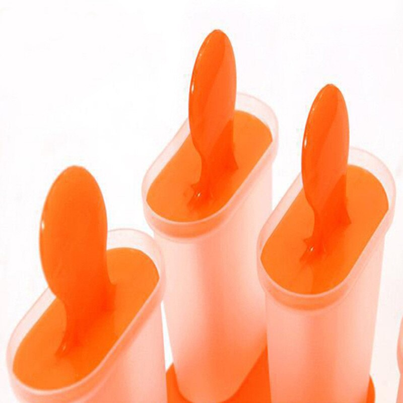 Summer 4 Cell Frozen Ice Cream Pop Mold Food-Grade Plastic Popsicle Maker Lolly Mould Tray Pan Kitchen DIY Random Color Secondary image