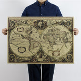 71x50cm Old World Globe Map Matte Brown Paper Poster Retro Vintage Decor