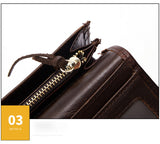Long business and leisure hand holding High-quality cow leather multi-card purse Genuine Leather men's wallet