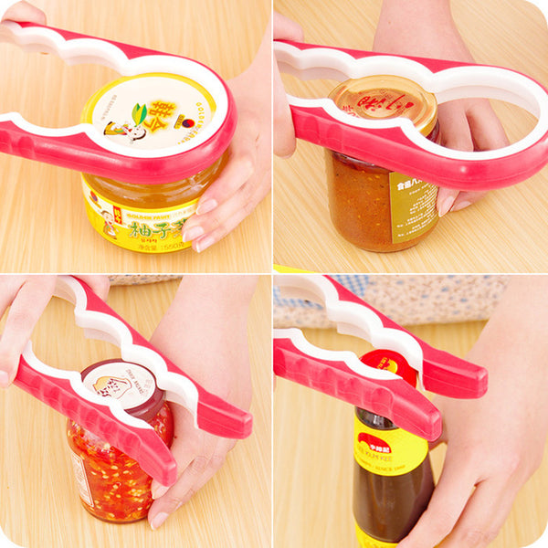 Creative Multifunction 1 pc 4 in 1 Gourd-shaped Can Opener Plastic + Rubber Jar Opener Screw Cap Jar Bottle Wrench
