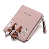 Fashion Women's Wallet Lovely Cartoon Animals Short Leather Female Small Coin Purse Hasp Zipper Kid Purse Card Holder For Girls
