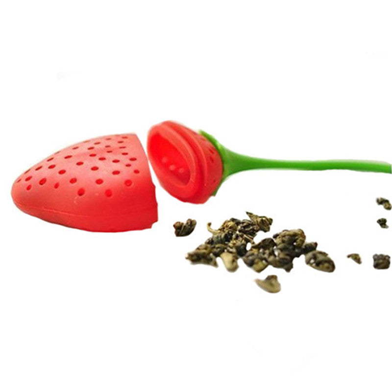 CJ052  Food-grade Silicone Strawberry Design 1 pc Loose Tea Leaf Strainer Herbal Spice Infuser Filter Tools Secondary image