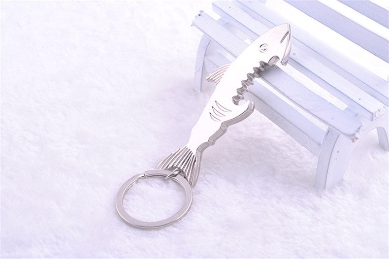 Bottle Opener Alloy Keychain And Opener Creative Fish Keychain 1 pc 2 in 1 Shark Shape Beer Opener Keyring Can Openers