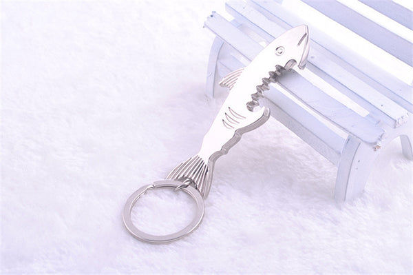 Bottle Opener Alloy Keychain And Opener Creative Fish Keychain 1 pc 2 in 1 Shark Shape Beer Opener Keyring Can Openers