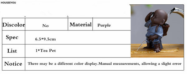 Tea Pets Ornament Chinese Folk Art Purple Clay Decoration Crafts Figurines Little Monk Yixing Baby Boy Spray Pee Tea Accessories