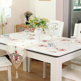 HELLOYOUNG Embroidered Rose Flower Cutwork Fabric Lace Table Runner Wedding Party Tablecloth Home Decor 4 Size