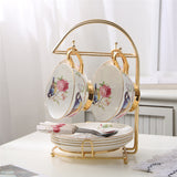 Pastoral Flower Bird Bone China Tea Cup Saucer Spoon Set 200ml British Cafe Porcelain Coffee Cup Advanced Ceramic Teacup