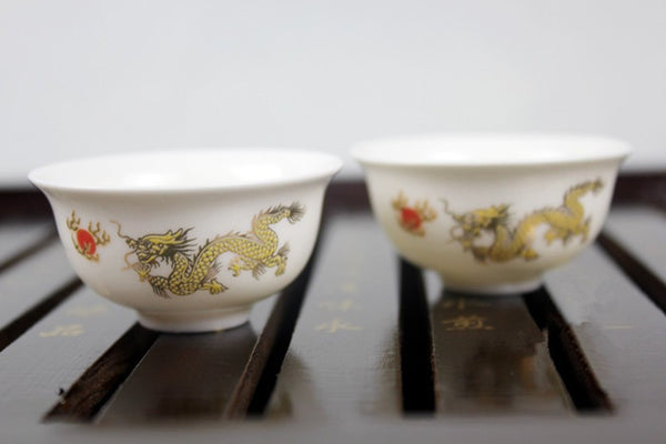 CJ242 High-grade Golden Dragon Milky White Jade Porcelain Ceramic Kung Fu Tea Set Cup Bone China Drinkware Gift Packaging