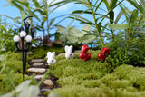 XBJ101 Mini 8pcs Red and white rabbit decor supplies moss micro landscape deco  Garden deco Creative handicrafts