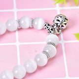 2 pieces/lot Health Care Weight Loss Magnet White Cat Eye Beads Bracelet with Lucky Pendant Therapy Bracelet Anklet