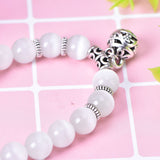 Health Care Weight Loss Magnet White Cat Eye Beads Bracelet with Lucky Pendant Therapy Bracelet Anklet 2 pieces/lot