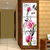 DIY Full Diamonds Embroidery Triptych flowers roses vertical version Round Diamond Painting Cross Stitch Diamond Mosaic