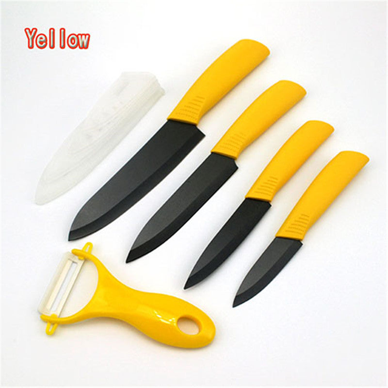 Top quality Gifts Zirconia black blade black handle 3" 4" 5" 6" inch + Peeler + covers ceramic kitchen knife set