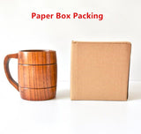 1pc Classic Style Natural Wood Cup Wooden Beer Mugs Drinking For Party Novelty Gifts Eco-friendly 350ml