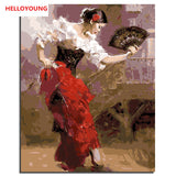 Youth Dancers Digital Painting DIY Handpainted Oil Painting by numbers oil paintings chinese scroll paintings Home Decoration
