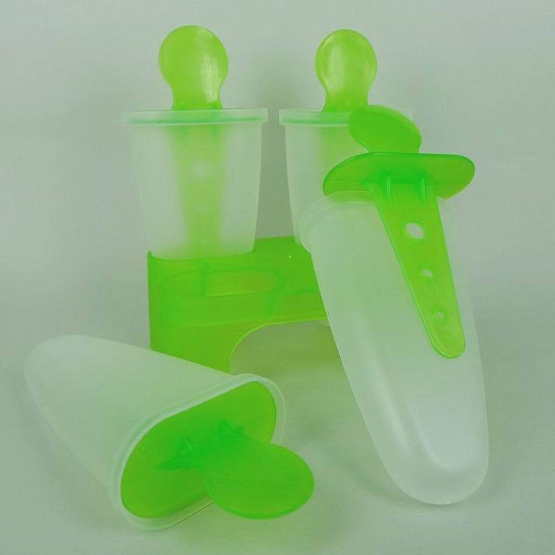 Summer 4 Cell Frozen Ice Cream Pop Mold Food-Grade Plastic Popsicle Maker Lolly Mould Tray Pan Kitchen DIY Random Color