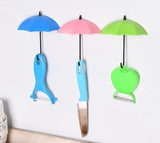 3Pcs/set Umbrella Shaped Dual Use Key Hanger Rack Creative Kitchen Bathroom Wall Decorative Holder Accessories Tools