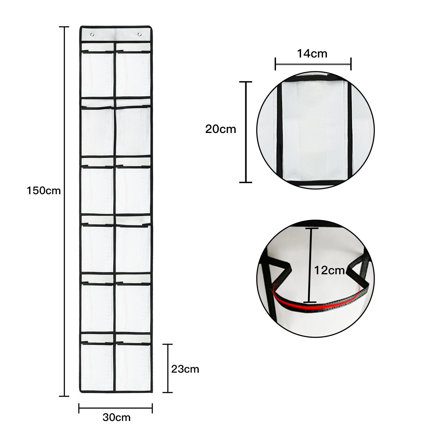 12/24Pocket Over the Door Shoe Organizer Hanging Organizers Space Saver Rack Hanging Storage Hanger Secondary image