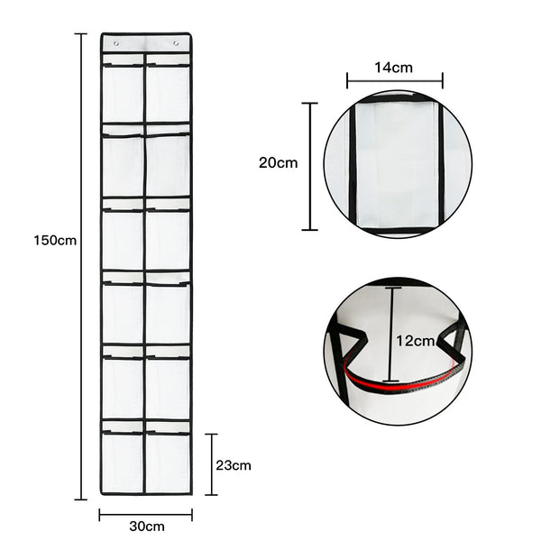 12/24Pocket Over the Door Shoe Organizer Hanging Organizers Space Saver Rack Hanging Storage Hanger