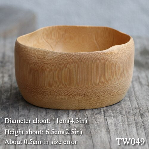 Handmade bamboo bowl for salad mixing food soup rice container kids bowls Creative Wooden utensils Japanese cookware decorative
