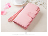 High-capacity candy-colored zipper wallet High quality Leather Handbag button Cross-shaped long section Wallets