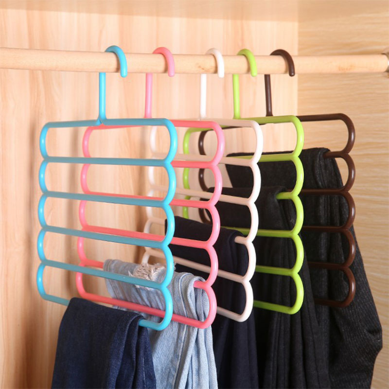 Five-layer drying racks multi-functional innovative hanger multi-storey scarf racks anti-slip pants folder Main image
