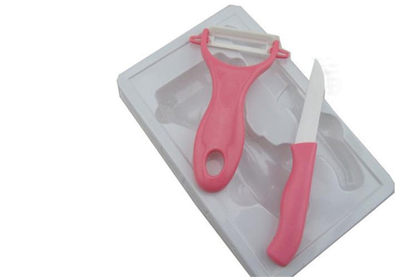 New arrival guaranteed 100% Ceramic kitchen tools for gift, fruit knife with peeler,2 in 1 color box packing