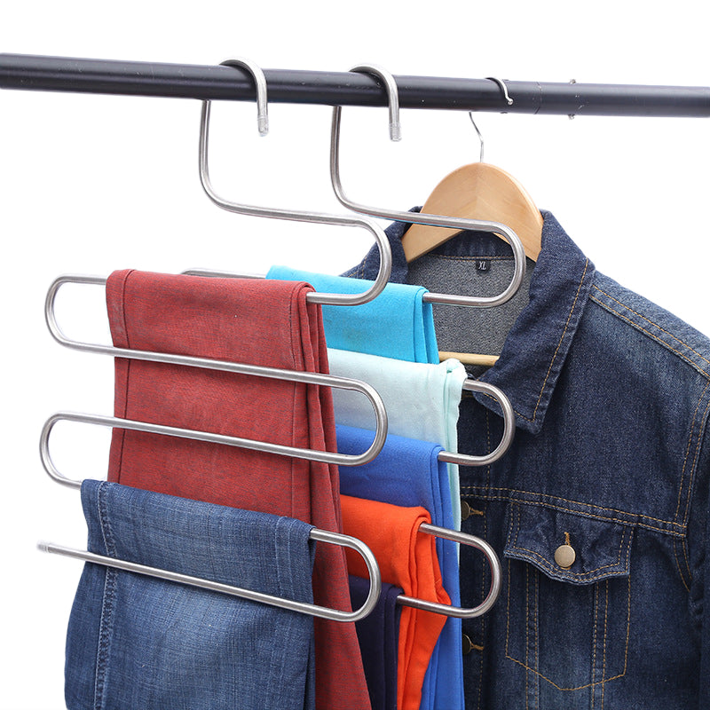 Multilayer Fish Bone Shape Stainless Steel Clothing Storage Racks Clothes Hanger Storage Holder Wardrobe Laundry Drying Rack Secondary image