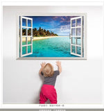 3D Ocean Nature Sea View Mural Window Home Decor Sticker Room picture poster art