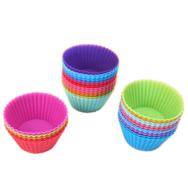 Muffin Cupcake Silicone Cups 12pcs/lot Round For Muffin Cupcake DIY Baking Fondant Muffin Cake Cups Molds Free Shipping