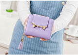 Korean Cute Cat Anime Leather Trifold Slim Mini Wallet Women Small Clutch Female Purse Coin Card Holder Dollar Bag Cuzdan