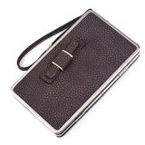 New bow lunch box bag litchi pattern wallet the long section of the phone package Money bags women's wallet wallet-fem