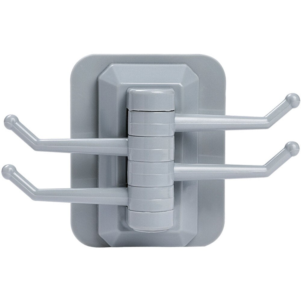 Rotary 4-Hook kitchen bathroom wall rack towel rack without screw and trackless hook drop shipping