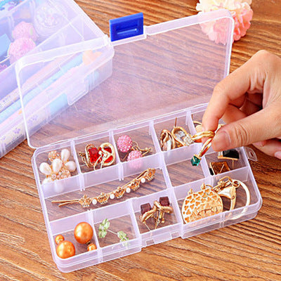 Practical Adjustable 10/15/24 Compartment Plastic Storage Box Jewelry Earring Bead Screw Holder Case Display Organizer Container Main image
