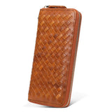 Leather men's woven wallet casual trendy long wallet fashion personality clutch High-quality genuine men's wallets