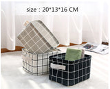 Grid Cotton Linen Office Desktop Storage Organizer Sundries Storage Box Cabinet Underwear Storage Basket Container