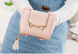 Korean Cute Cat Anime Leather Trifold Slim Mini Wallet Women Small Clutch Female Purse Coin Card Holder Dollar Bag Cuzdan