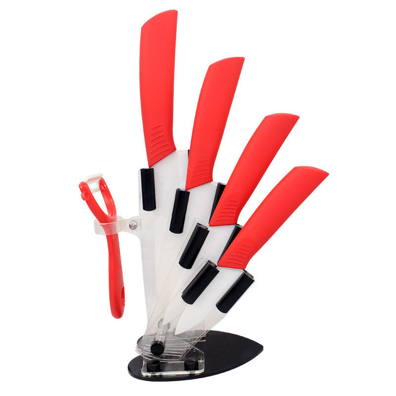 brand high quality kitchen knife ceramic knife set 3" 4" 5" 6" inch + peeler + Transparent Acrylic Stand kitchen